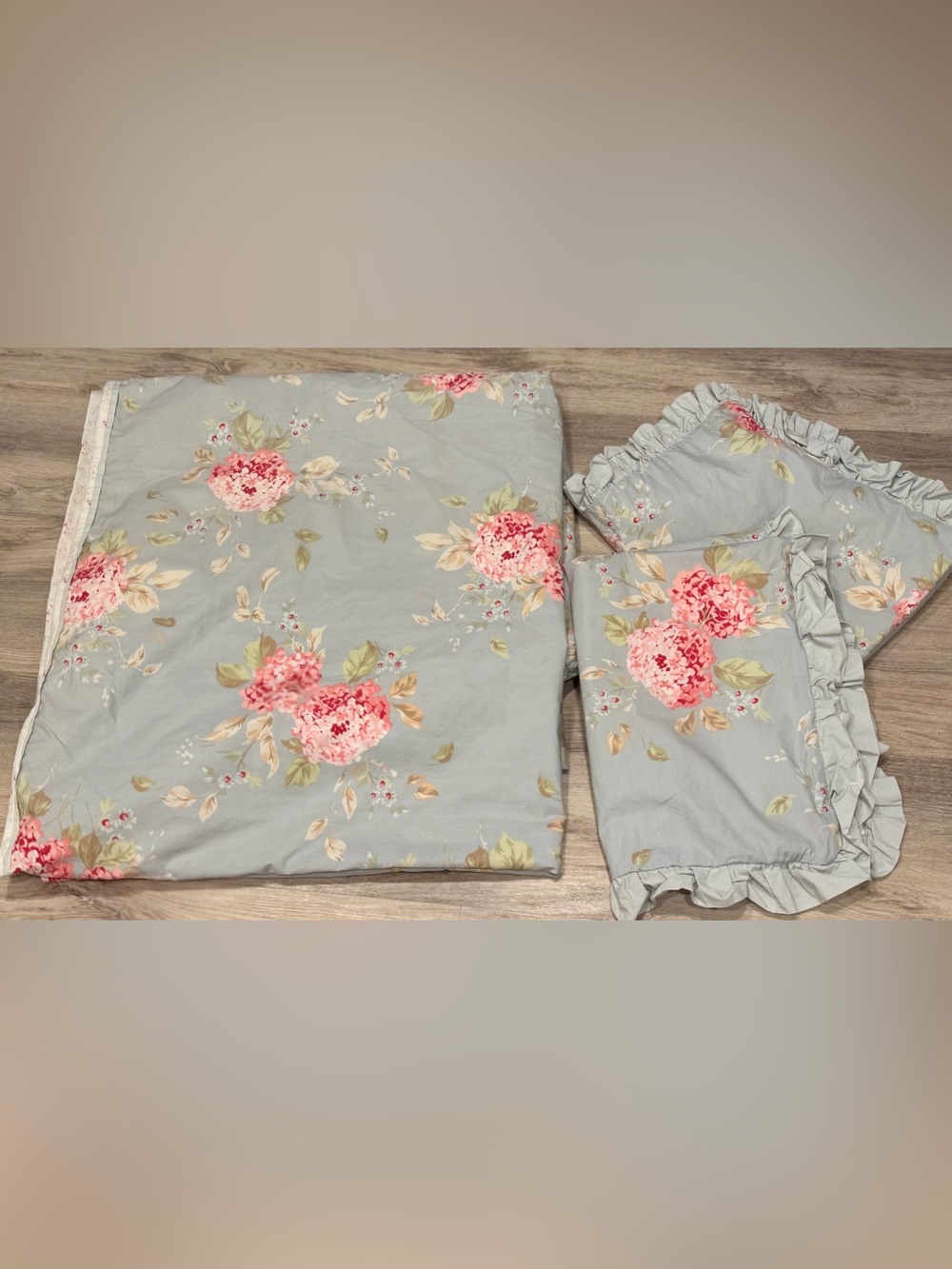 Simply Shabby Chic Belle Hydrangeas Queen Duvet Cover & 2 Shams NWOT